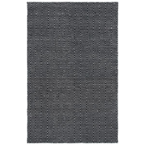 Flowers First 5 x 8 ft. Kilim Contemporary Rectangle Flat Weave Rug Black & Ivory FL2149408 - main